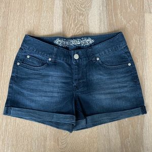 Express Dark Wash Cuffed Denim Shorts